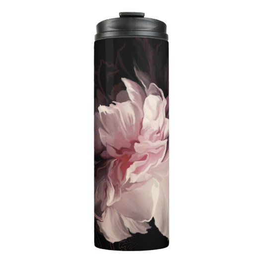 Peony Dark Wall: Design der bemalten Blume Thermosbecher (Vorderseite)