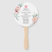 Peony Double Happiness Wedding Program & Timeline Fächer (Rückseite)