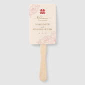 Peony Double Happiness Wedding Program & Timeline Fächer (Vorderseite)