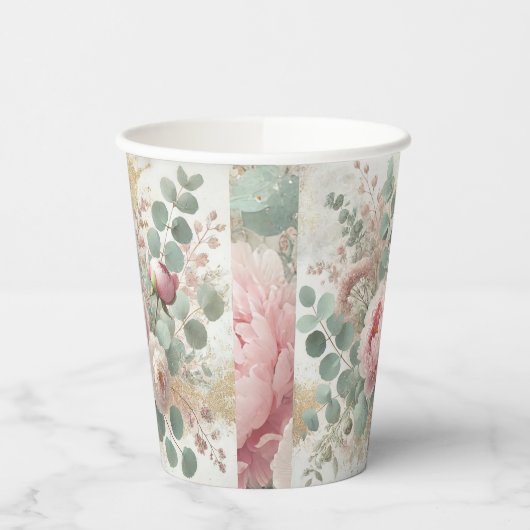 Peony Drama Light Paper Cups Pappbecher (Links)