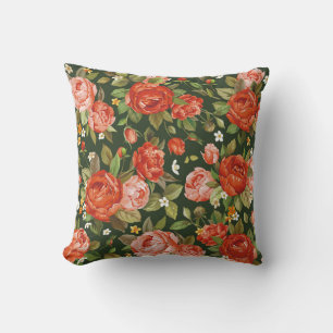 Peony Elegance: Graphic Floral Wallpaper. Kissen