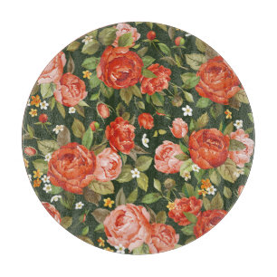 Peony Elegance: Graphic Floral Wallpaper. Schneidebrett