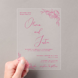Peony Elegance Wedding Acryleinladungen