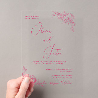 Peony Elegance Wedding Acryleinladungen