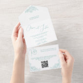 Peony Elegance Wedding All In One Einladung (Abreißen)