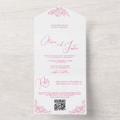 Peony Elegance Wedding All In One Einladung (Innen Boden)