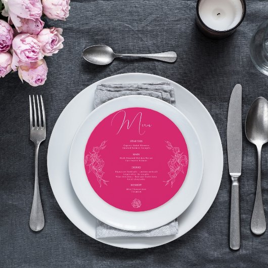 Peony Elegance Wedding Menu Feiertagskarte