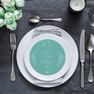 Peony Elegance Wedding Menu Feiertagskarte