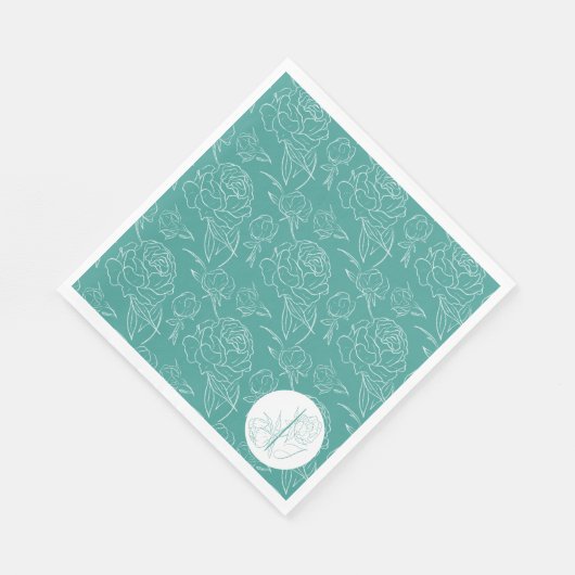 Peony Elegance Wedding Napkins Serviette (Ecke)