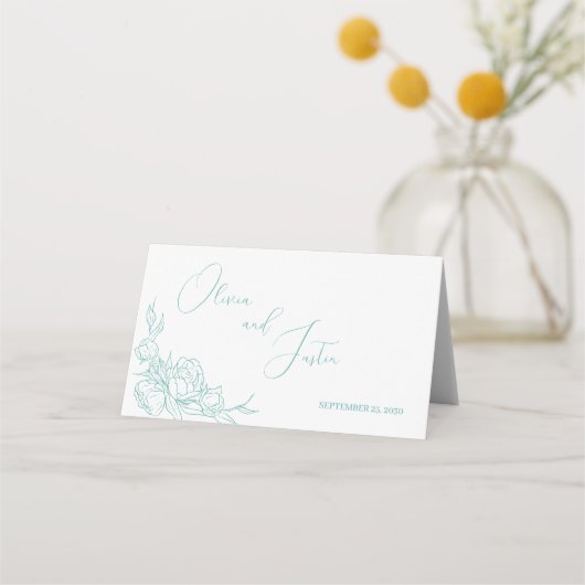 Peony Elegance Wedding Platzkarte (Rückseite)