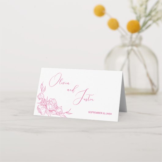 Peony Elegance Wedding Platzkarte (Rückseite)