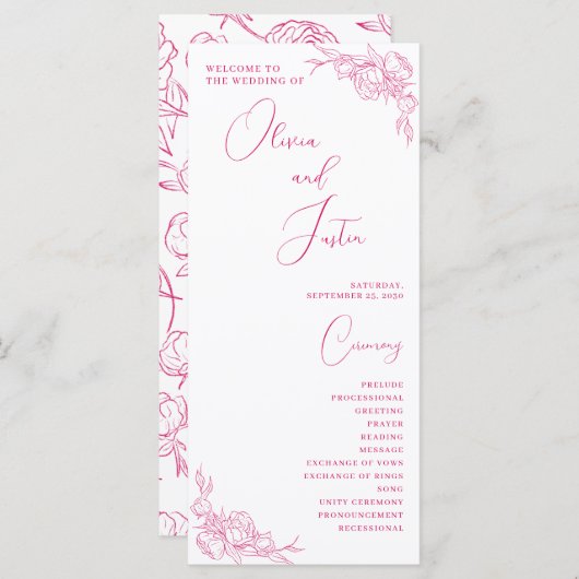 Peony Elegance Wedding Program (Vorne/Hinten)