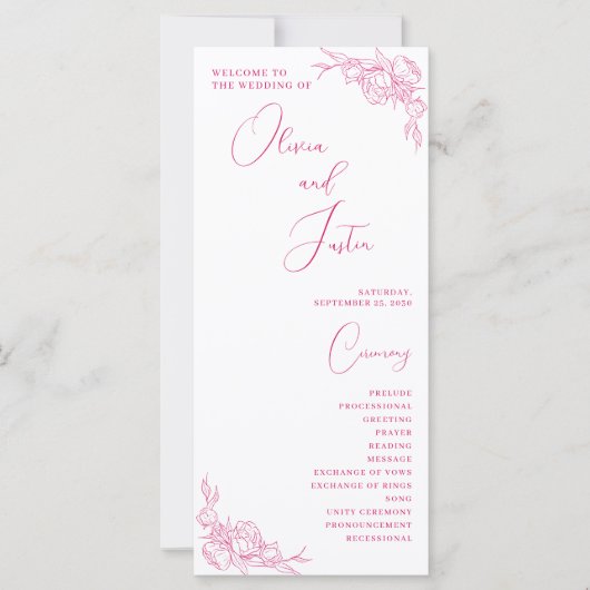 Peony Elegance Wedding Program (Vorderseite)