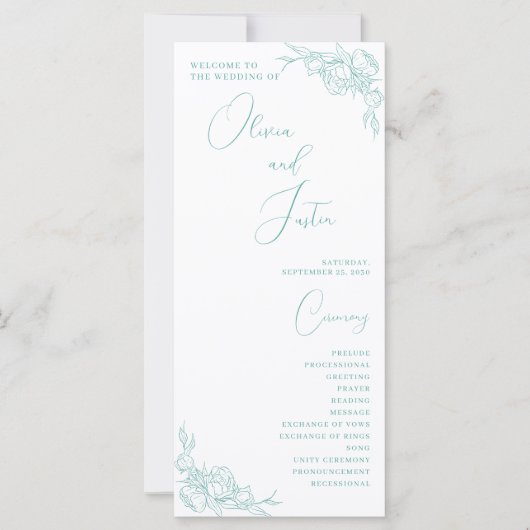 Peony Elegance Wedding Program (Vorderseite)