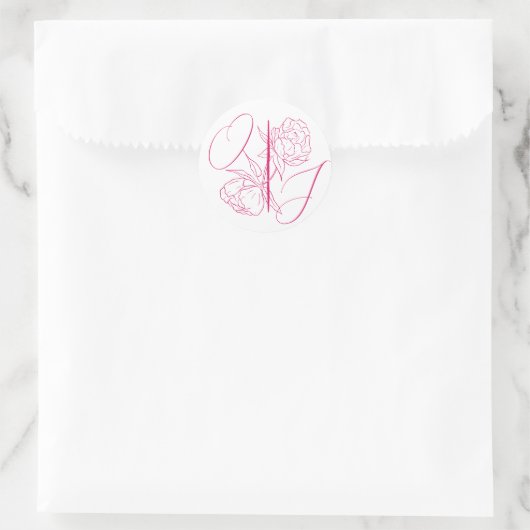 Peony Elegance Wedding Runder Aufkleber (Tasche)