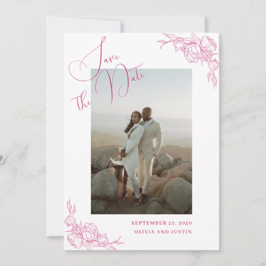 Peony Elegance Wedding Save The Date (Vorderseite)