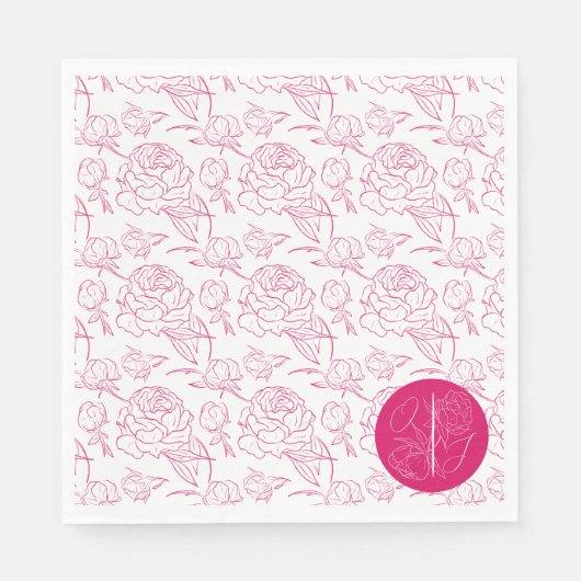Peony Elegance Wedding Serviette (Vorderseite)