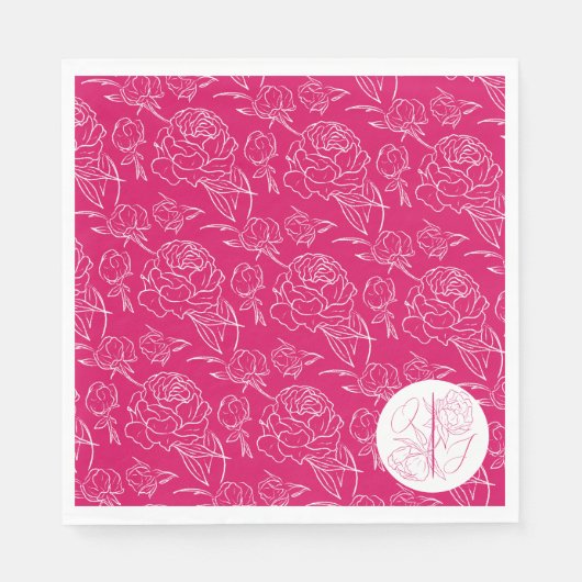 Peony Elegance Wedding Serviette (Vorderseite)