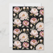 Peony Elegant Floral Gold w Pink n Black Wedding Einladung (Rückseite)