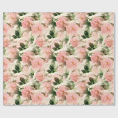 Peony Elegant Floral Wrapping Paper Geschenkpapier (Flach)