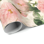 Peony Elegant Floral Wrapping Paper Geschenkpapier (Rolleneckpunkt)