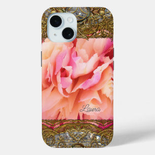 Peony Elegant Fluff Monogram Case-Mate iPhone Hülle