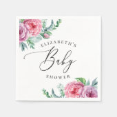 Peony. Elegante boho blumengeschmückte Babydusche Serviette (Vorderseite)