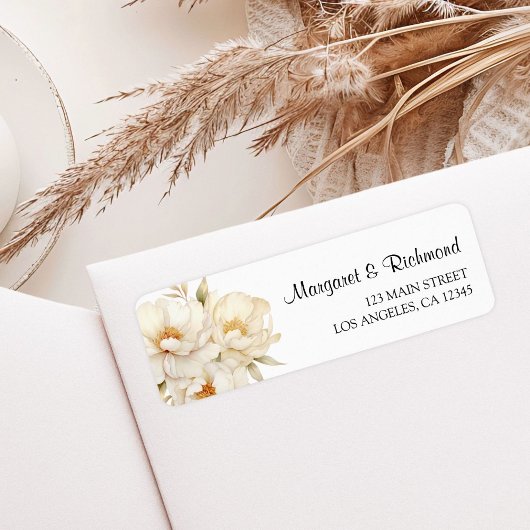 Peony Elegany Ivory Gold Aquarell Blumenadresse