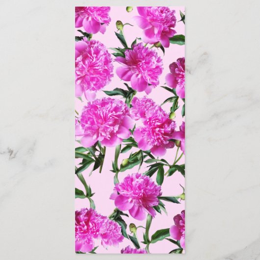 Peony. Flache Menükarte (Rückseite)