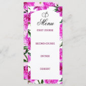 Peony. Flache Menükarte (Vorne/Hinten)