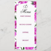 Peony. Flache Menükarte (Vorderseite)