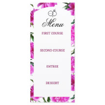 Peony. Flache Menükarte