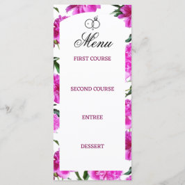 Peony. Flache Menükarte