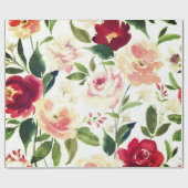 Peony floral Burgundy Muster Antique Hochzeiten Geschenkpapier (Flach)