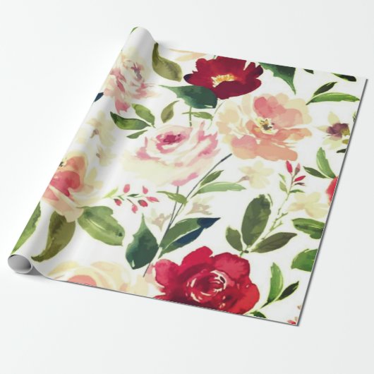 Peony floral Burgundy Muster Antique Hochzeiten Geschenkpapier (Ungerollt)