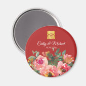 Peony floral doppeltes Glück Chinesische Hochzeit  Magnet (Vorderseite/Rückseite)