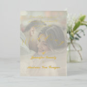 Peony Floral Foto Wedding Foil Einladung (Stehend vorne)
