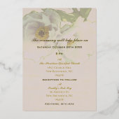Peony Floral Foto Wedding Foil Einladung (Rückseite)