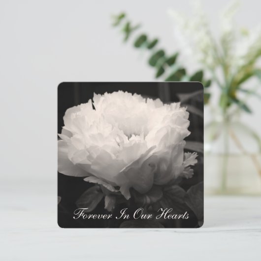 Peony Floral Fotografy 2 Beerdigung Ankündigung (Stehend Vorderseite)