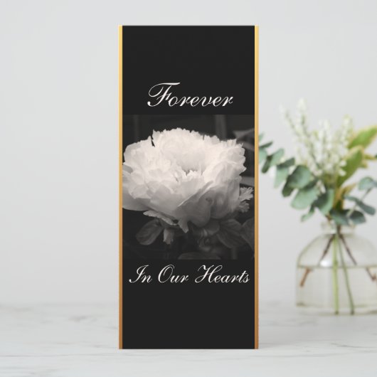 Peony Floral Fotografy 3 Beerdigung Ankündigung (Stehend Vorderseite)