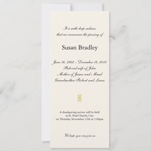 Peony Floral Fotografy 3 Beerdigung Ankündigung (Rückseite)