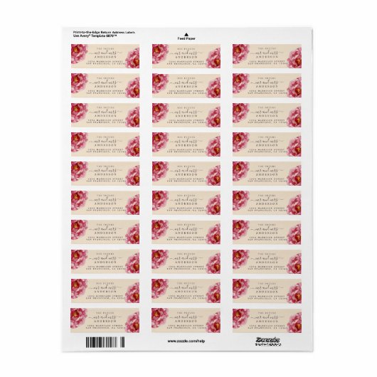 Peony Floral Future Mr. Wedding Rücksendeadresse (Vorne)