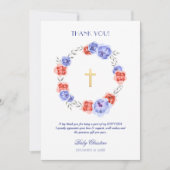 Peony Floral Girl Boy Taufe Danke Karte (Vorderseite)