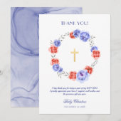 Peony Floral Girl Boy Taufe Danke Karte (Vorne/Hinten)