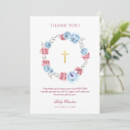 Peony Floral Girl Boy Taufe Danke Karte