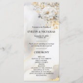 Peony Floral Gold Gray Silver Zeremonie Programm (Vorderseite)