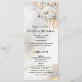 Peony Floral Gold Gray Silver Zeremonie Programm