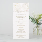 Peony Floral Gold Lace Elegantes Hochzeitsprogramm (Stehend Vorderseite)
