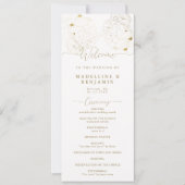 Peony Floral Gold Lace Elegantes Hochzeitsprogramm (Vorderseite)