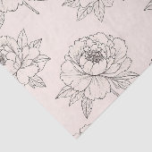 Peony Floral Line Art Pattern Soft Seidenpapier (Ausschnitt)